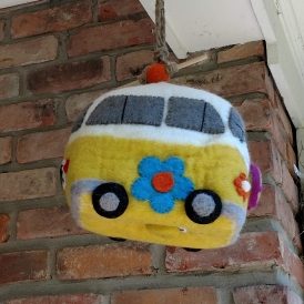 side view of VW Bus Felted Birdhouse