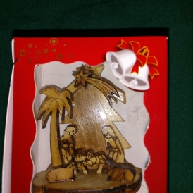 Laser cut wood nativity ornament