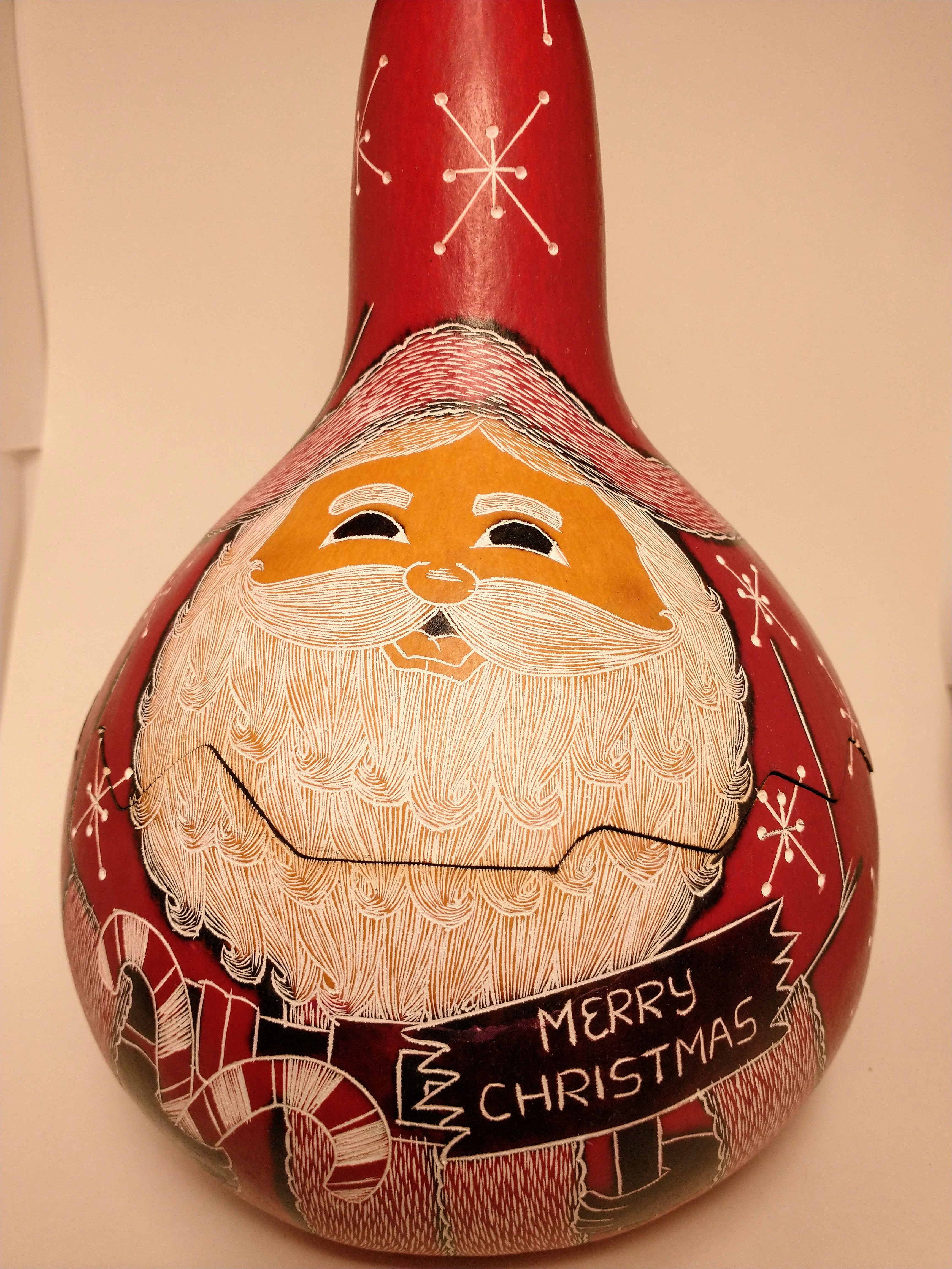 Gourd Santa Box with Merry Christmas