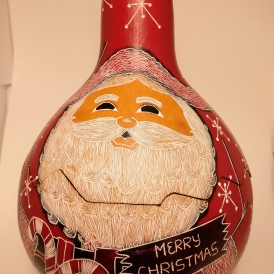 Gourd Santa Box with Merry Christmas