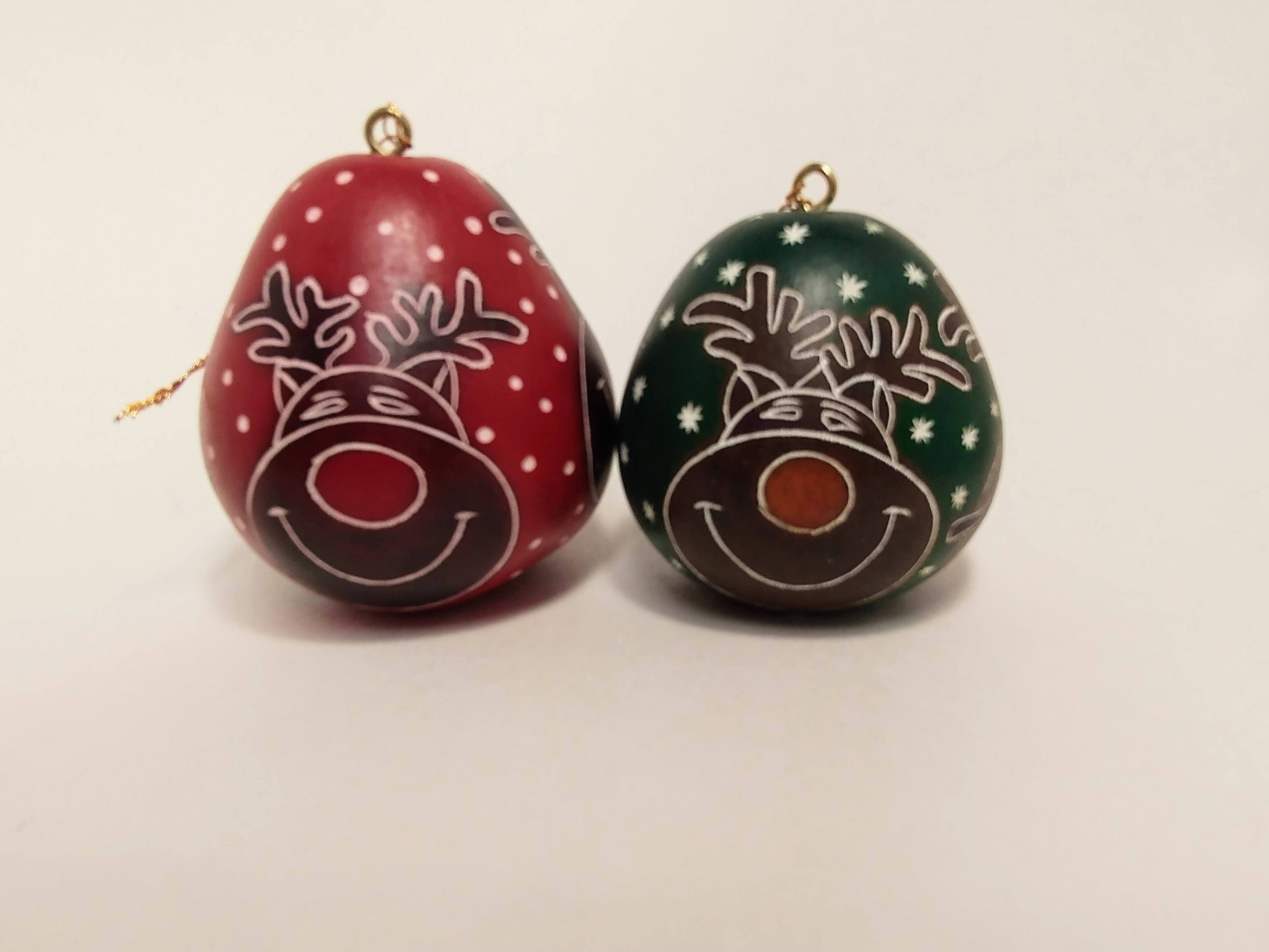 Red and green reindeer ornaments