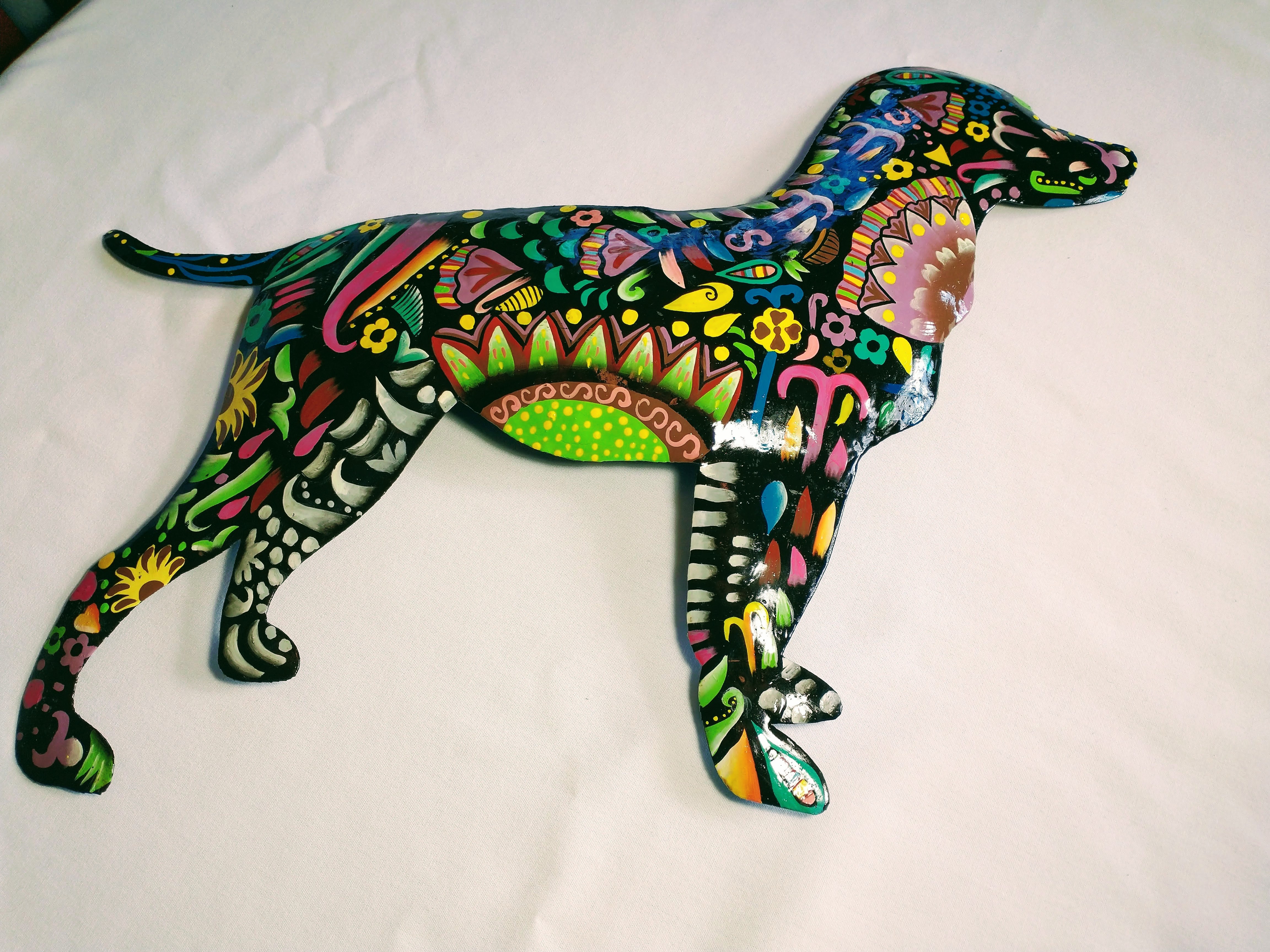 Dog outline with colorful pattern