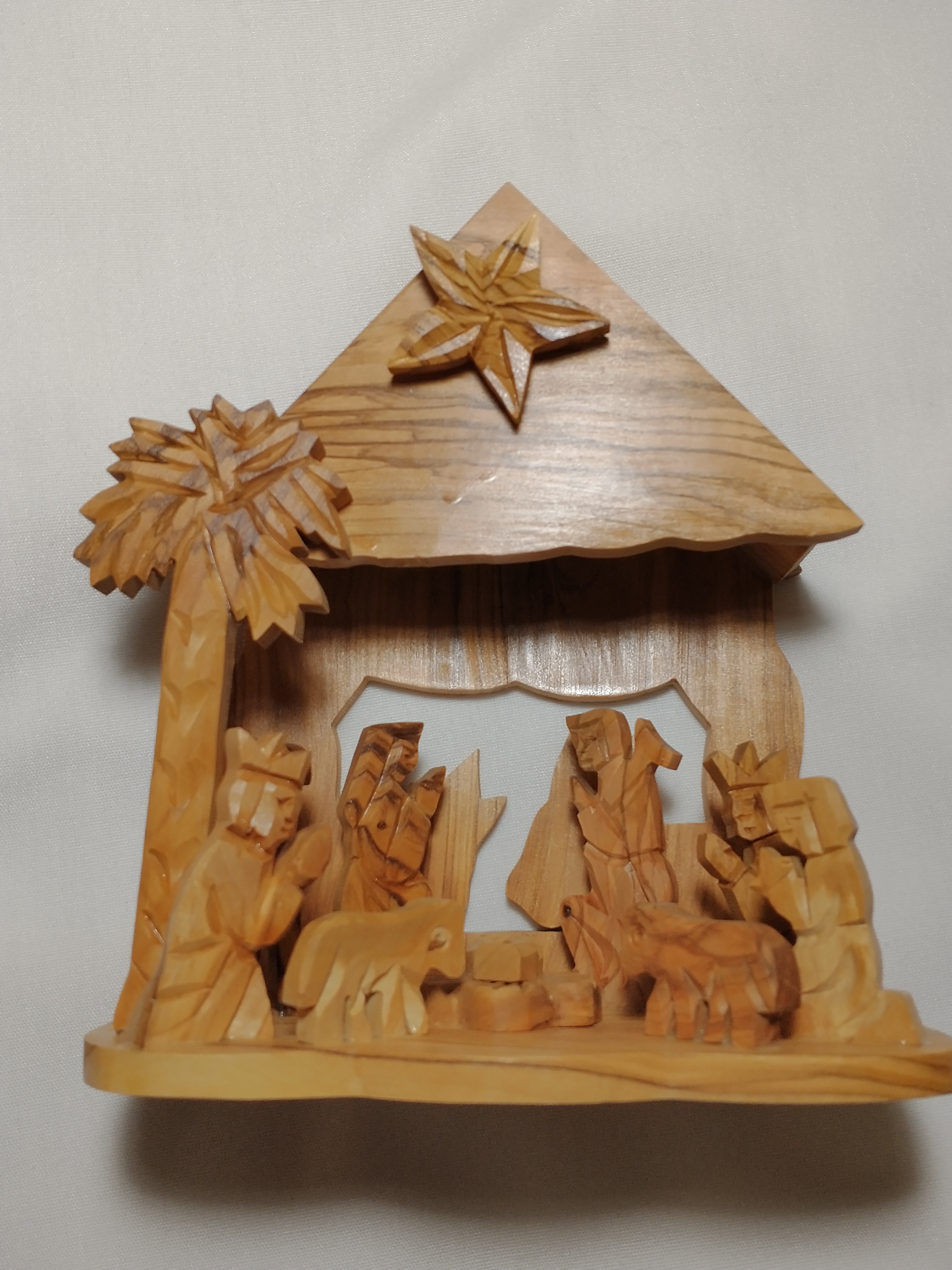 Wood nativity scene