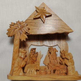 Wood nativity scene