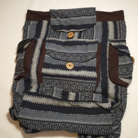 Gray and navy patterned drawstring